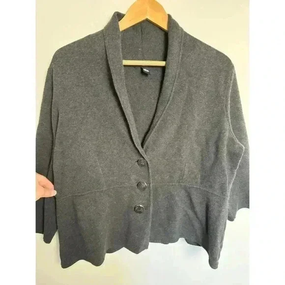 Alfani Pea Coat Gray Size 1X Gray Shawl Neckline Button Front Plus Size - Picture 3 of 11